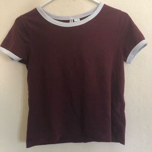 Maroon T-shirt with white border